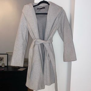 ZARA: Grey Polyester Fall/Winter Coat